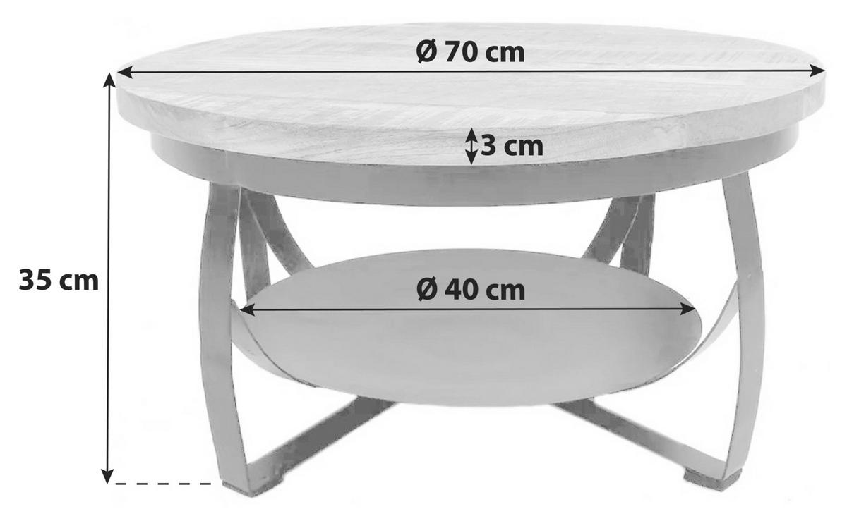Couchtisch Ocala - Schwarz/Braun, LIFESTYLE, Holz/Metall (70/70/35cm) - MID.YOU