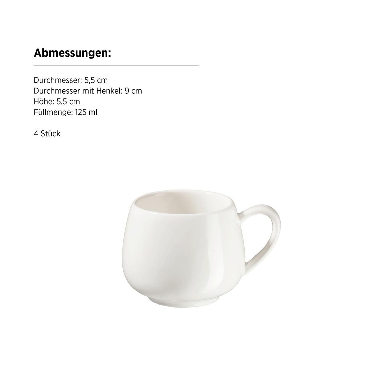 Tassenset Taya 8-Teilig Steinzeug, Weiß, 4 Personen - Basics - Mäser