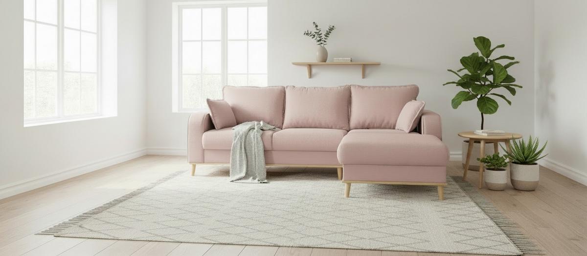 Ecksofa Beata Rosa S: 230x150 Cm - Wengefarben/Rosa, Design, Textil (230/150cm) - Livetastic