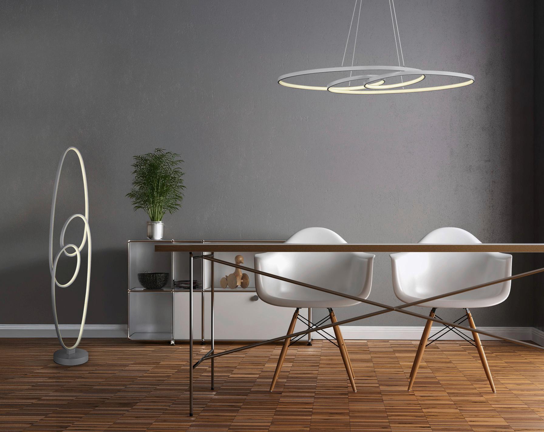 LED-Stehleuchte Nuha - Silberfarben/Opal, MODERN, Kunststoff/Metall (29/20/122cm) - Luca Bessoni