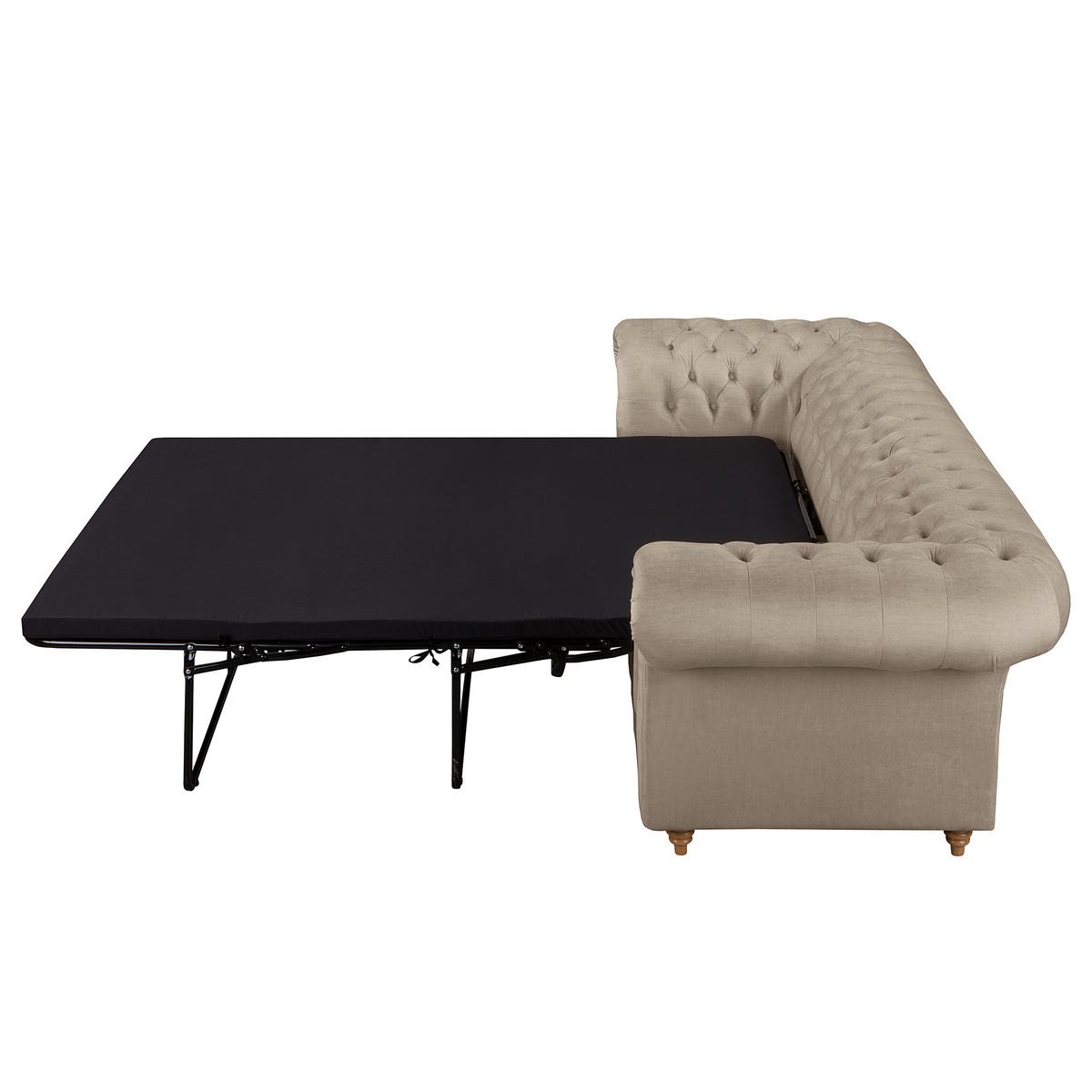 Schlafsofa Laura Taupe, B: 218cm - Taupe/Braun, Design, Textil (218/74/91cm) - P & B