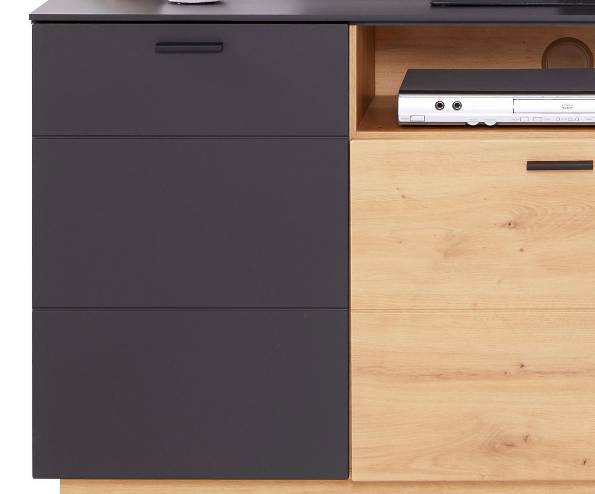 TV-Element Tonale B: 146,8 cm Eiche Dekor/Grau - Eichefarben/Eiche Artisan, MODERN, Holzwerkstoff (146,8/68,6/40cm)