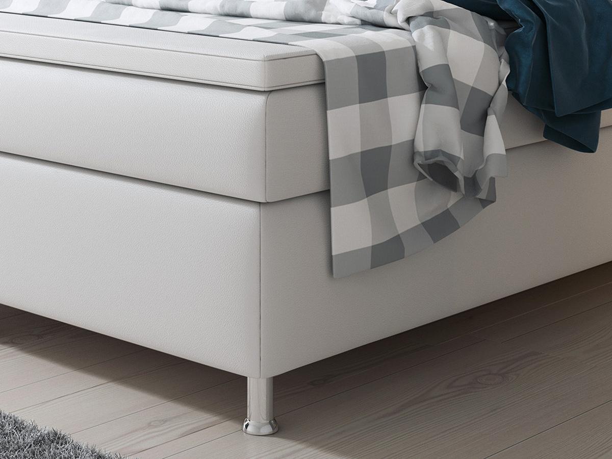 Boxspringbett mit Topper / Matratze 180x200 cm Miami - Silberfarben/Weiß, KONVENTIONELL, Leder/Textil (200/125/210cm) - MID.YOU
