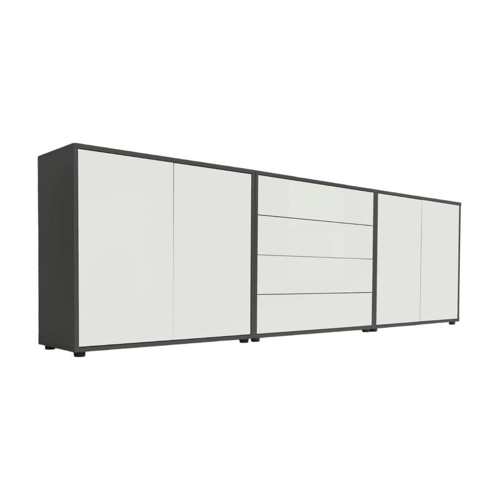 SIDEBOARD Mailand5B:237cm Weiß/Anthrazit