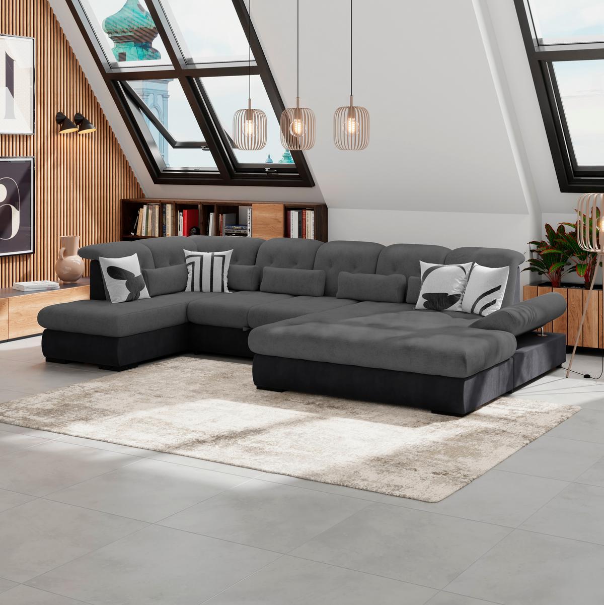 Sarokgarnitúra Madera - antracit, Konventionell, műanyag/textil (212/358/190cm)