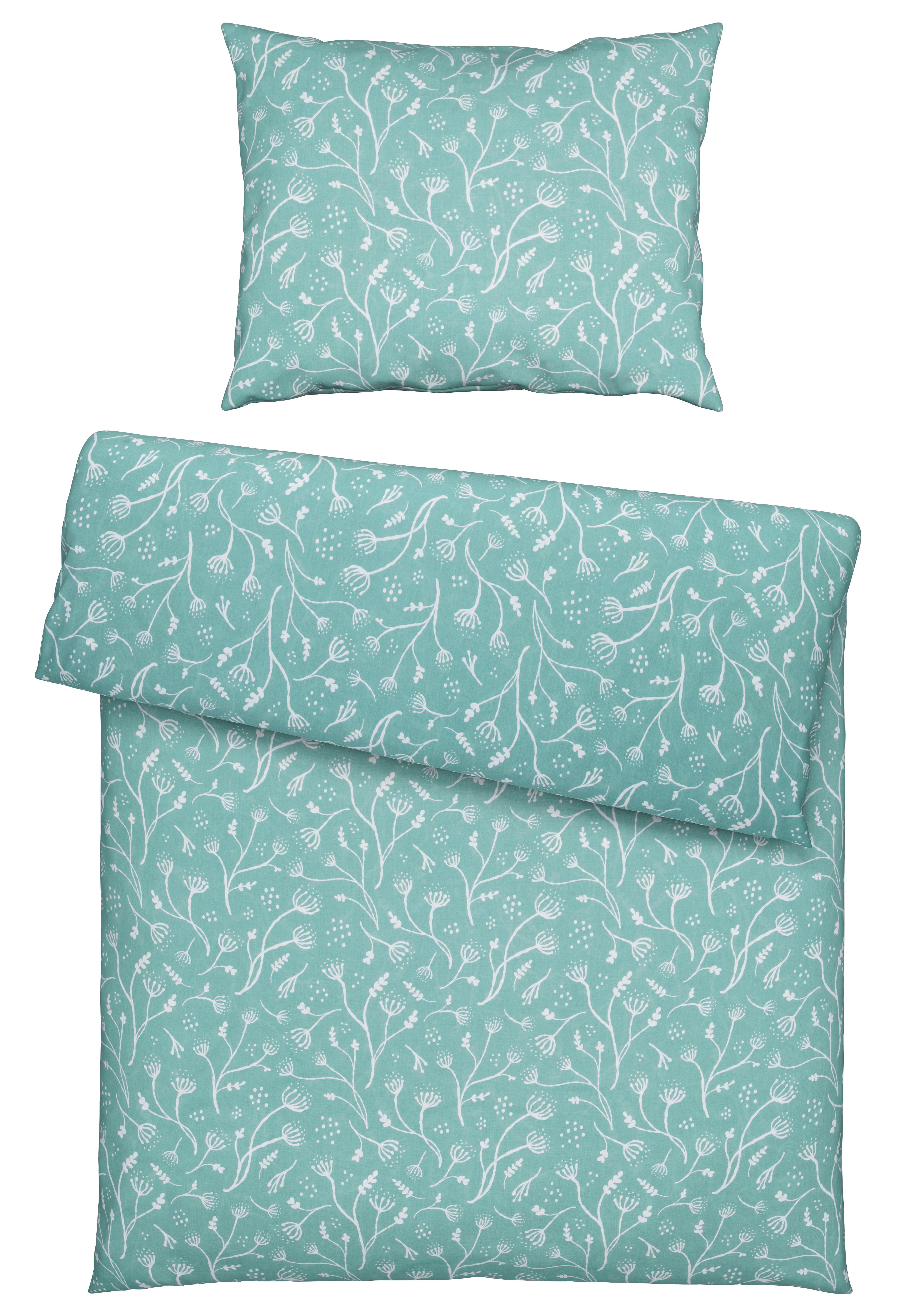 Posteľná bielizeň Frida, 70/90 140/200cm - zelená, Konventionell, textil (140/200cm) - Modern Living
