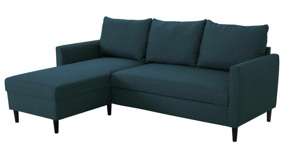 Ecksofa Tweety - Petrol/Schwarz, Basics, Textil (192/138cm) - P & B