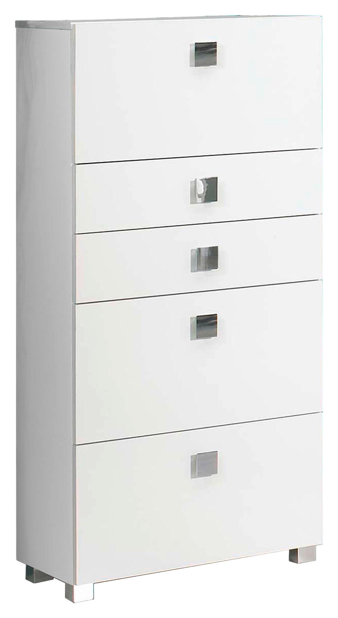 Midischrank mit Laden Quadra B: 65 cm Weiß - Chromfarben/Weiß, MODERN, Holzwerkstoff (65,0/133,5/34,5cm) - MID.YOU