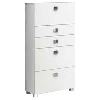 Midischrank M. Laden Quadra B: 65 Cm Weiß - Chromfarben/Weiß, MODERN, Holzwerkstoff (65,0/133,5/34,5cm) - MID.YOU