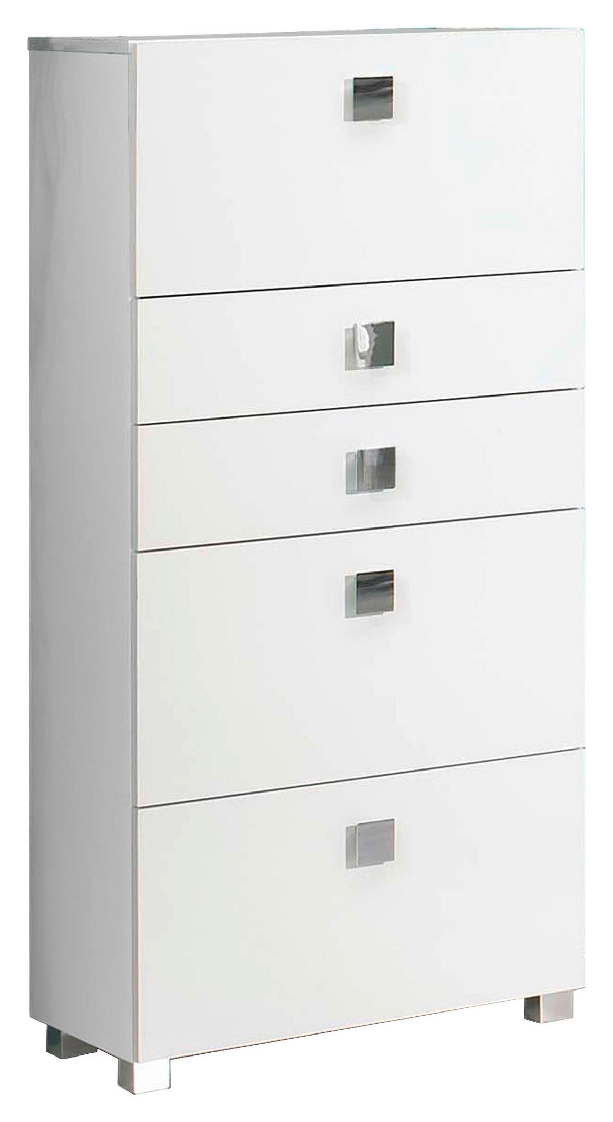 Midischrank M. Laden Quadra B: 65 Cm Weiß - Chromfarben/Weiß, MODERN, Holzwerkstoff (65,0/133,5/34,5cm) - MID.YOU