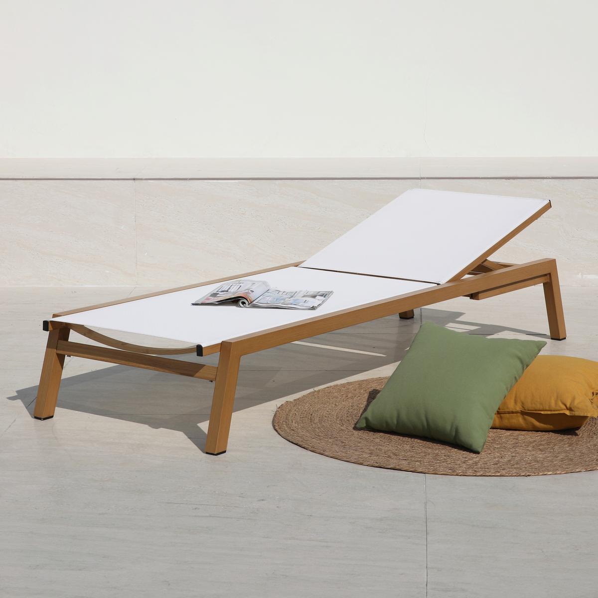 Gartenliege Logan - Eichefarben/Creme, LIFESTYLE, Textil/Metall (193/70/30cm) - Ambia Garden