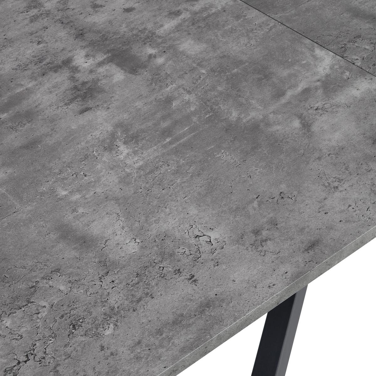 Ausziehtisch Leif 160 Az Mdf Betonoptik, B: 160-200 Cm - Schwarz/Grau, KONVENTIONELL, Holzwerkstoff/Metall (160-200/90/76cm) - MID.YOU