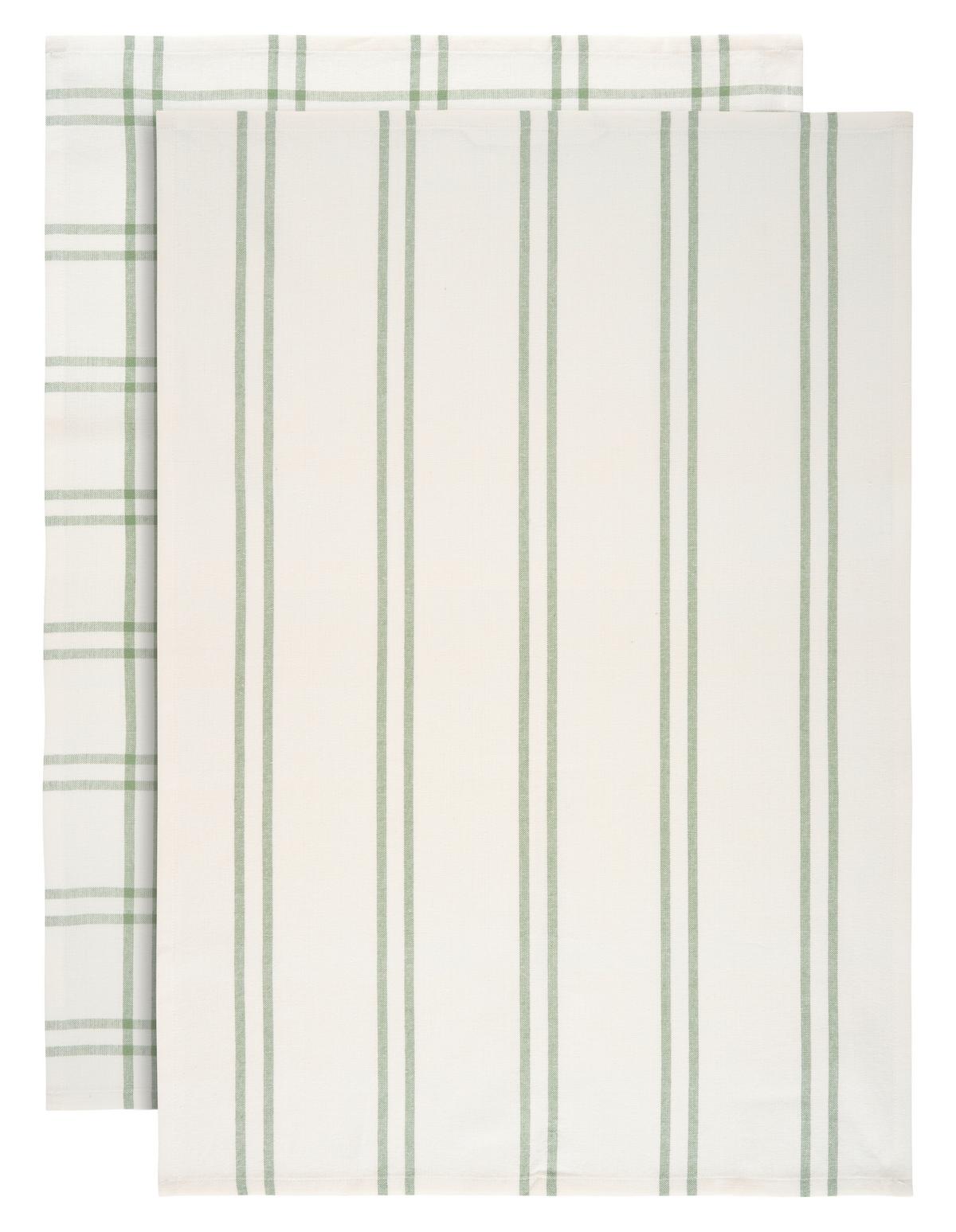 Sada utěrek Alice, 50/70cm - bílá/šalvějově zelená, Konvenční, textil (50/70cm) - Mömax