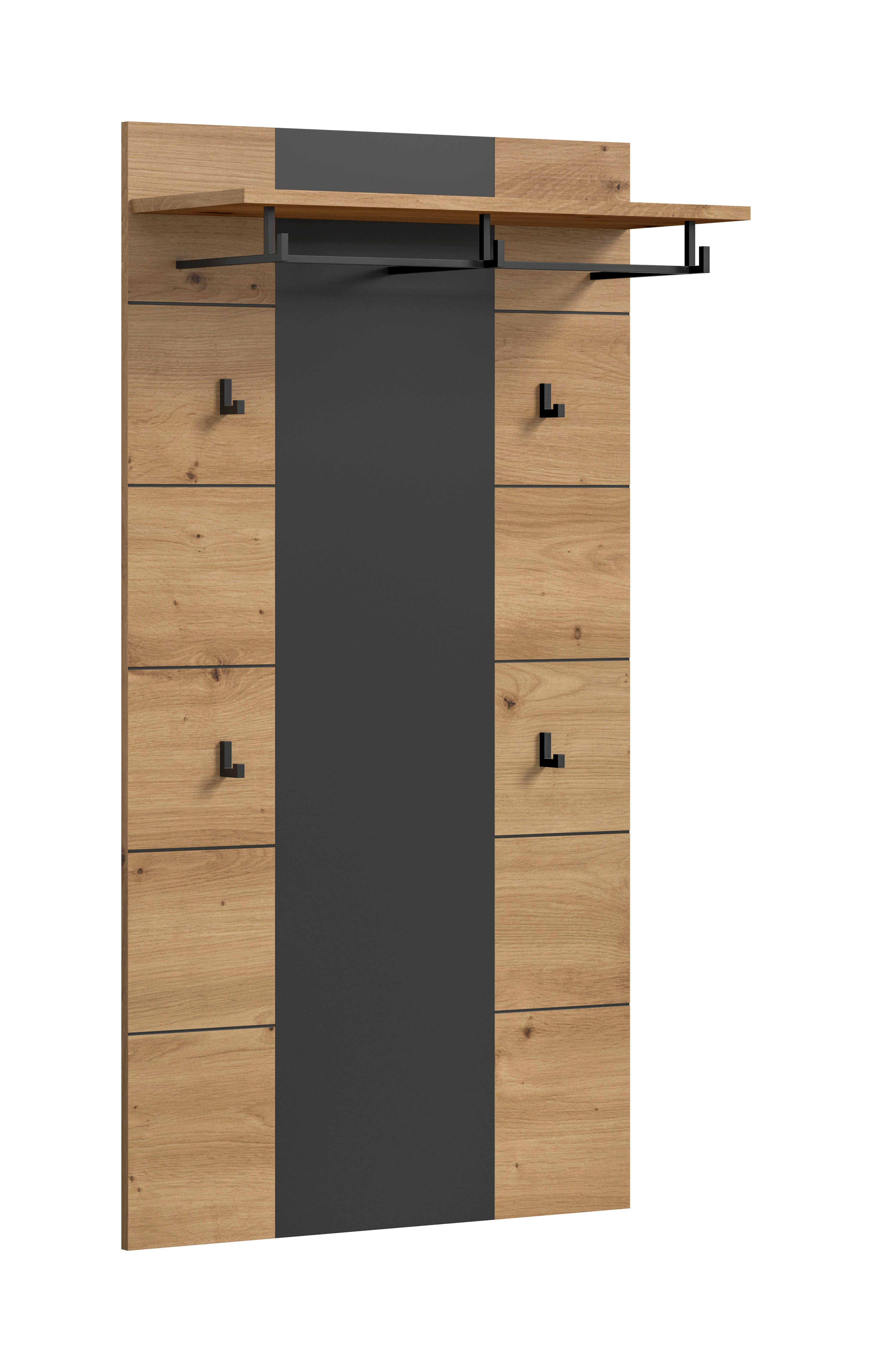 Garderobenpaneel Canu Eiche Artisan/Grau B: 80 cm - Eiche Artisan, Design, Holzwerkstoff (80/145/29cm) - Livetastic