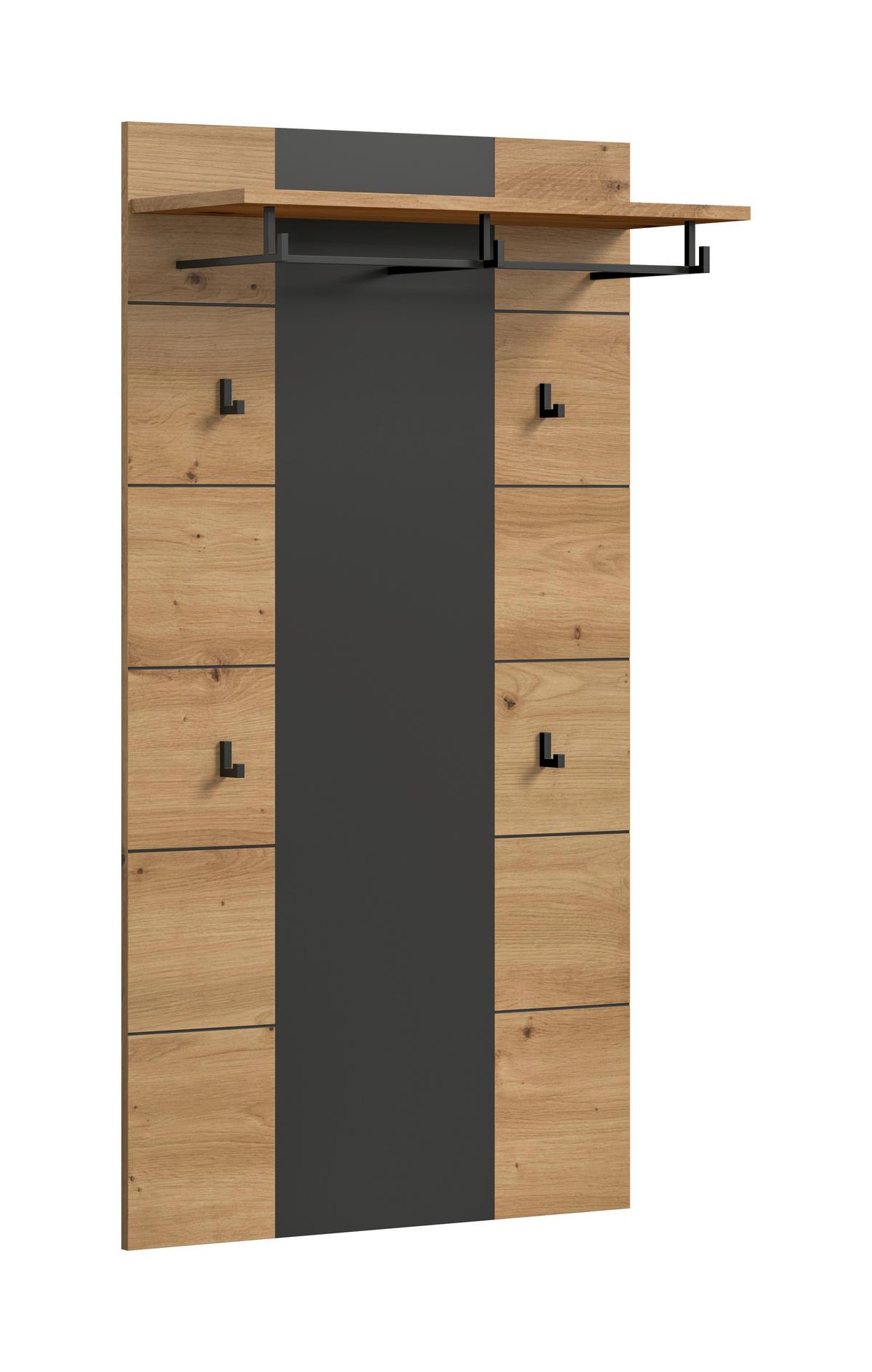 Garderobenpaneel Canu Eiche Artisan/Grau B: 80 cm - Eiche Artisan, Design, Holzwerkstoff (80/145/29cm) - Livetastic