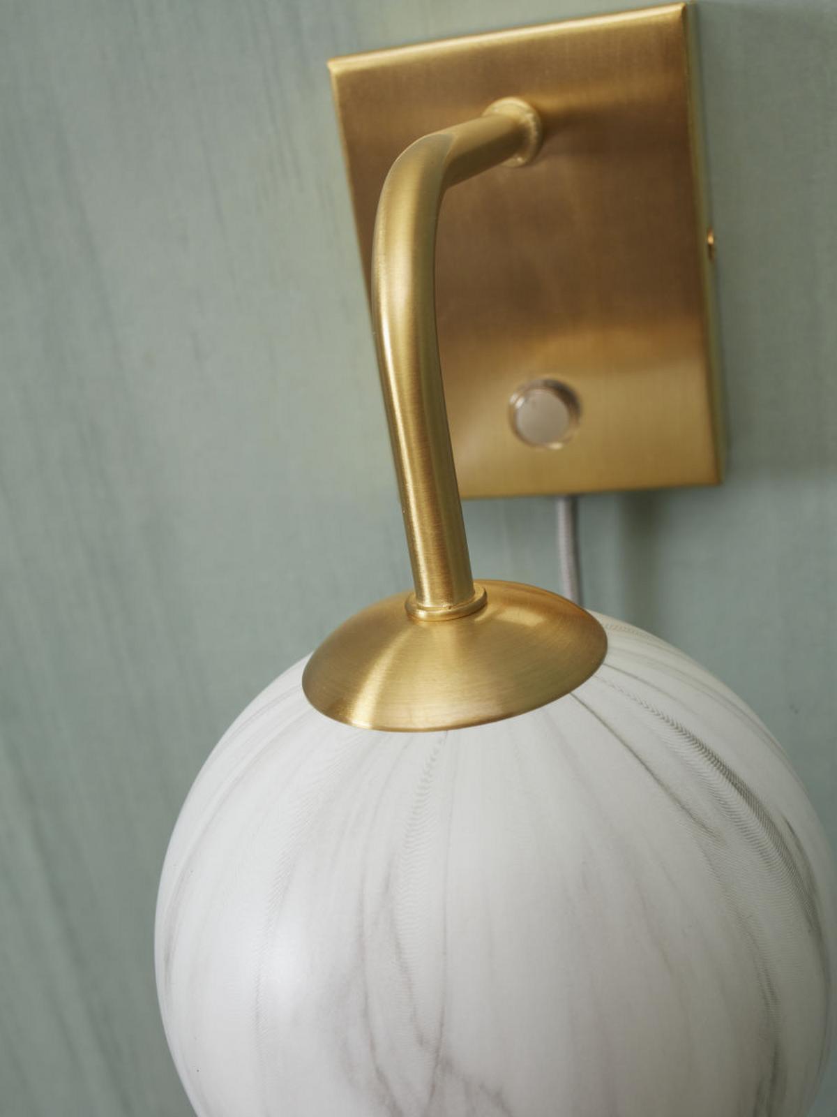 Wandleuchte Carrera 1-Flammig Mit Schalter - Goldfarben/Weiß, Basics, Glas/Metall (12cm) - It's about Romi