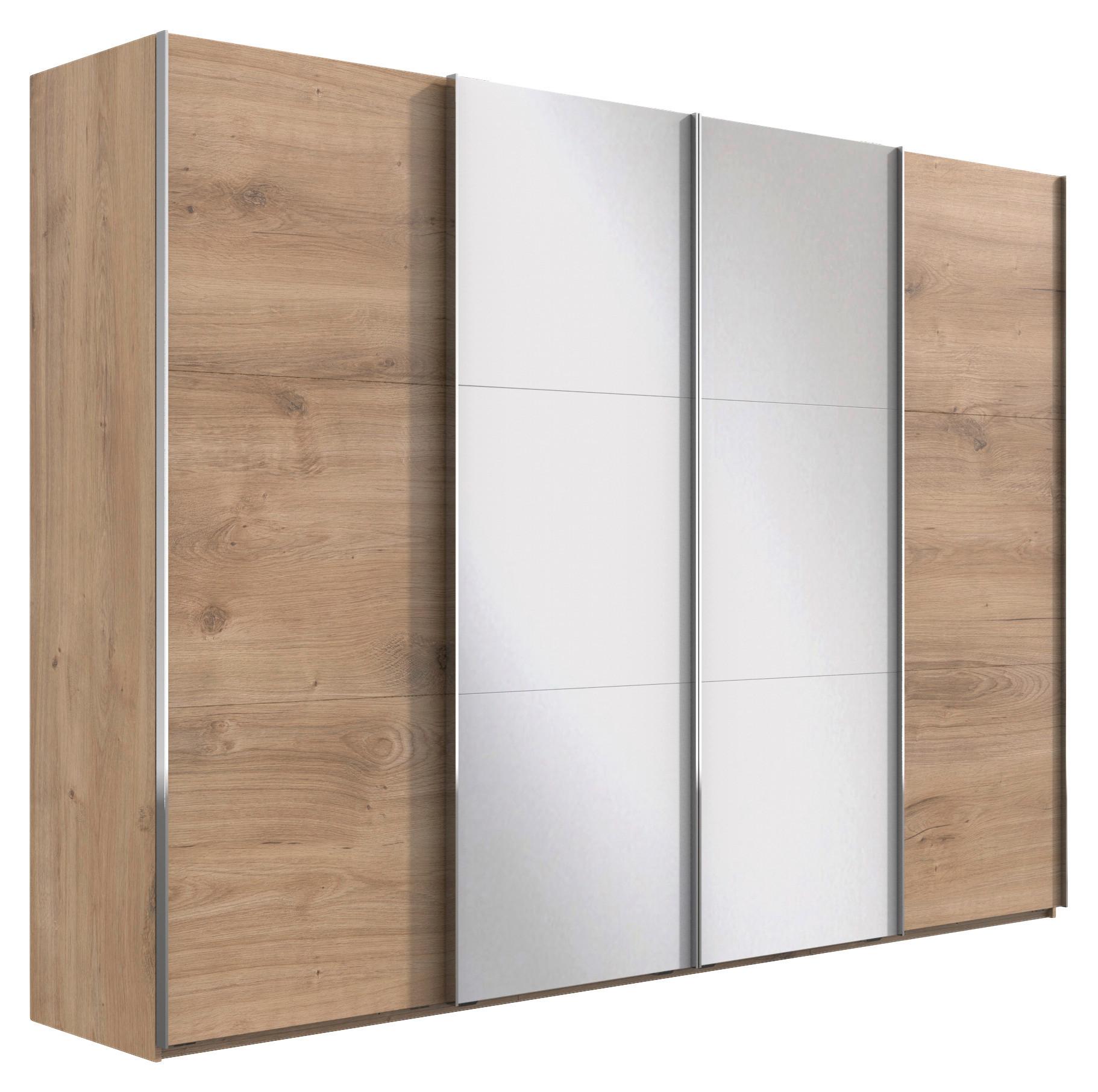 Schwebetürenschrank M. Spiegel 350cm Level 36 A, Eiche - Eichefarben, Basics, Glas/Holzwerkstoff (350/216/65cm) - MID.YOU
