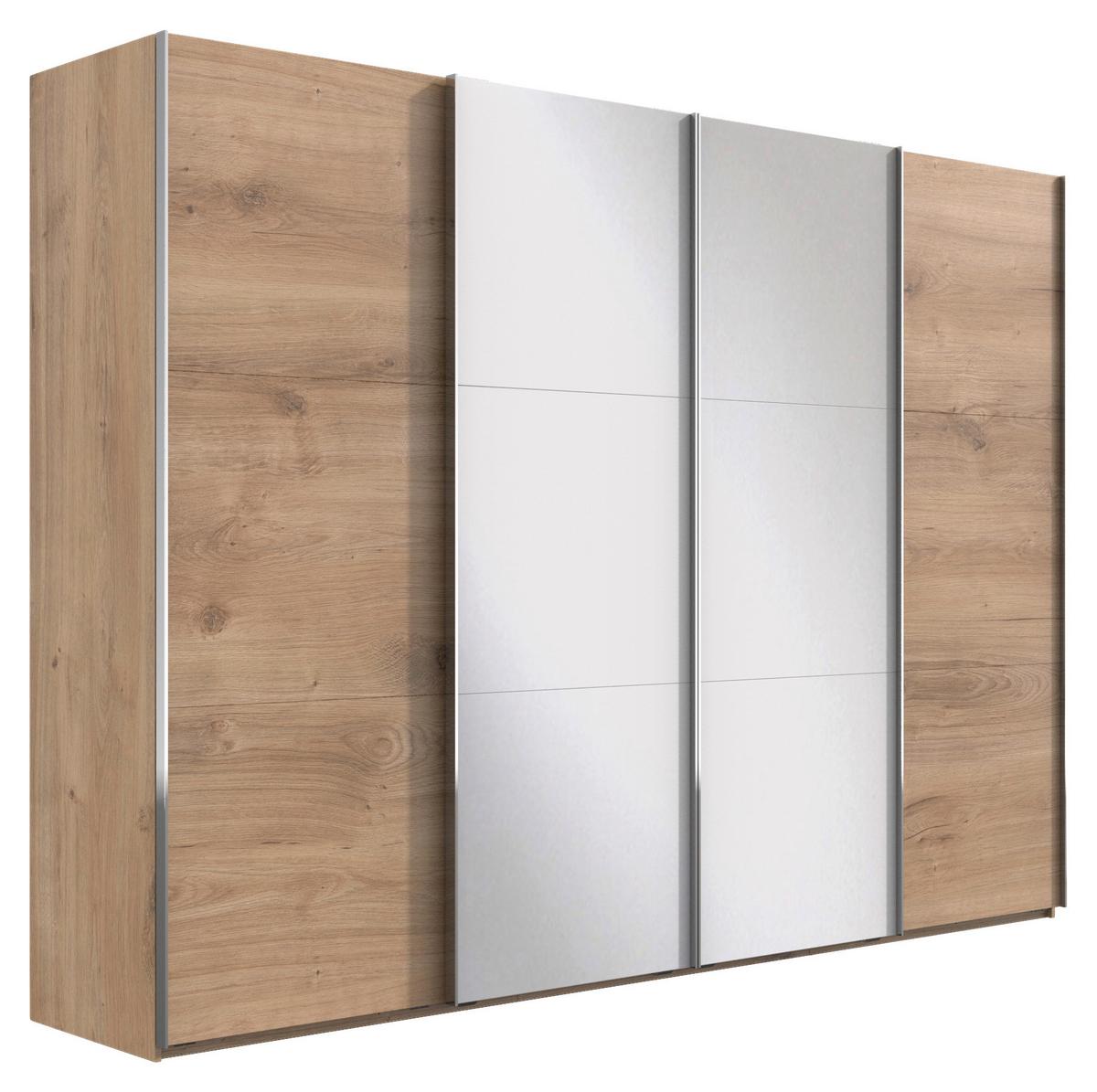 Schwebetürenschrank M. Spiegel 350cm Level 36 A, Eiche - Eichefarben, Basics, Glas/Holzwerkstoff (350/216/65cm) - MID.YOU