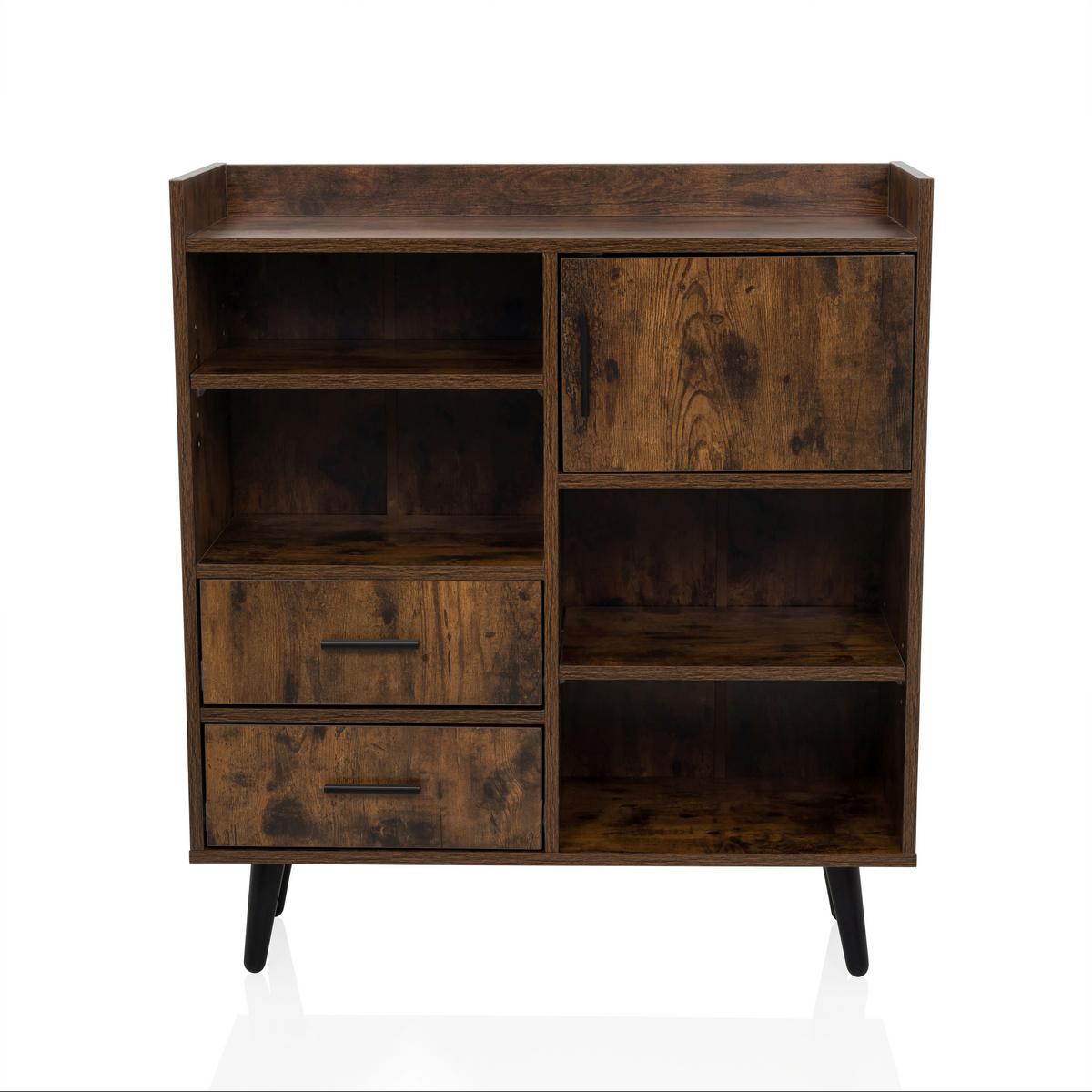 Kommode Myrdal Braun/schwarz B: 80 Cm - Schwarz/Braun, MODERN, Holzwerkstoff (80/90/30cm) - MID.YOU