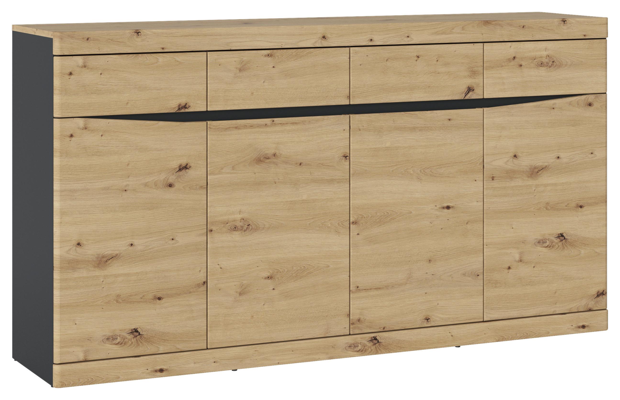 Kommode Turino Eiche Artisan Dekor/Anthrazit B: 168 cm - Anthrazit/Schwarz, Trend, Holzwerkstoff (168/92,1/39,9cm)