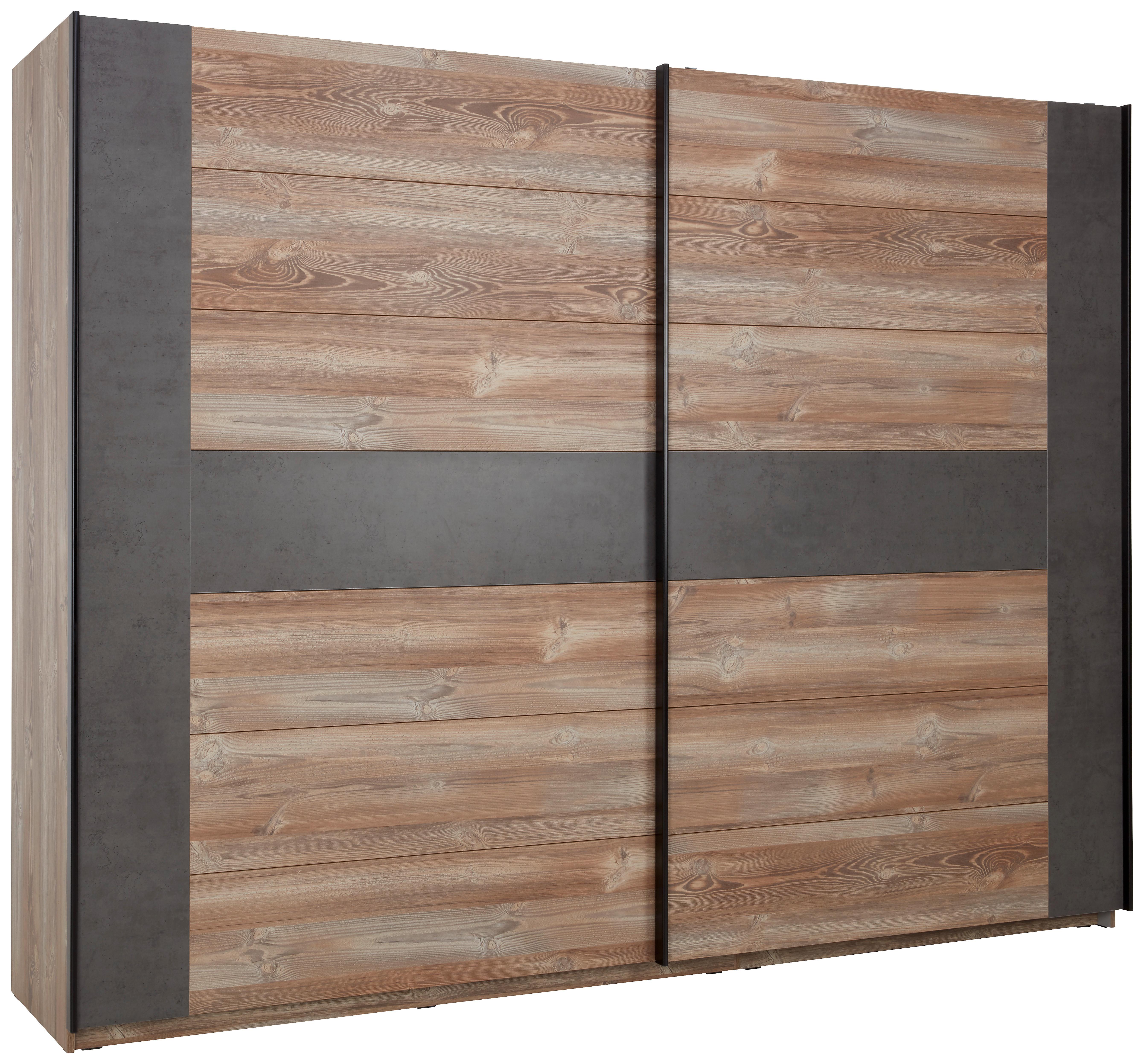 Šatní Skříň S Posuvnými Dveřmi Chanton, 221x210 Cm - barvy borovice/šedá, Lifestyle, kov/kompozitní dřevo (221/210/62cm) - Based
