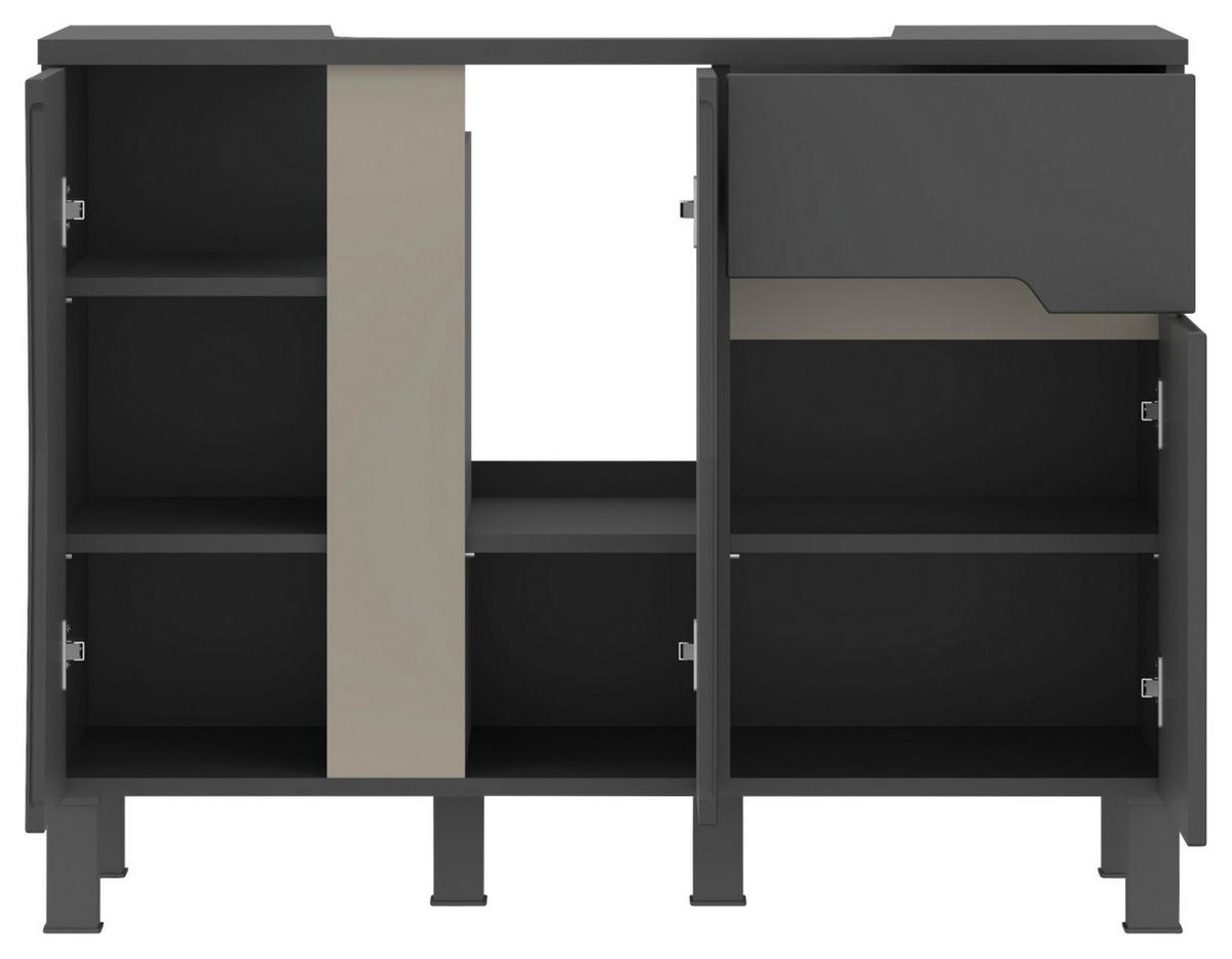 Waschtischkombi Manhattan Man Lu2 - Anthrazit/Weiß, MODERN, Keramik/Holzwerkstoff (100cm) - Luca Bessoni