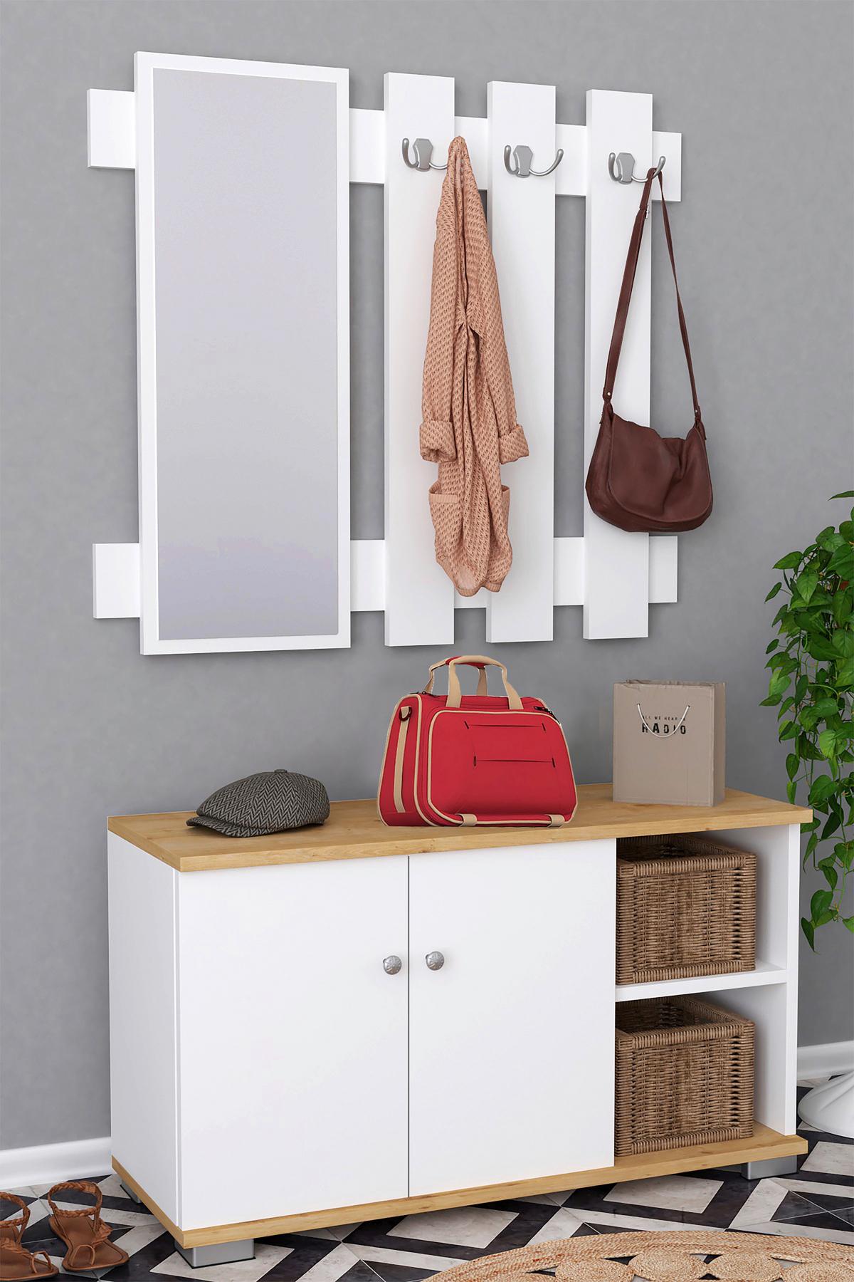 Garderobe Gados 2--Teilig. Honigeiche Dekor - Honigeiche/Weiß, MODERN, Holzwerkstoff (90/132/33cm) - MID.YOU