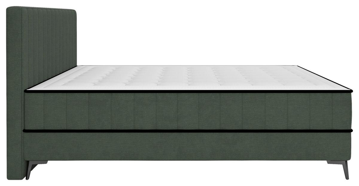 Čalouněná postel SANTI 160x200, tmavě zelená - černá/tmavě zelená, Moderní, kov/dřevo (160cm)