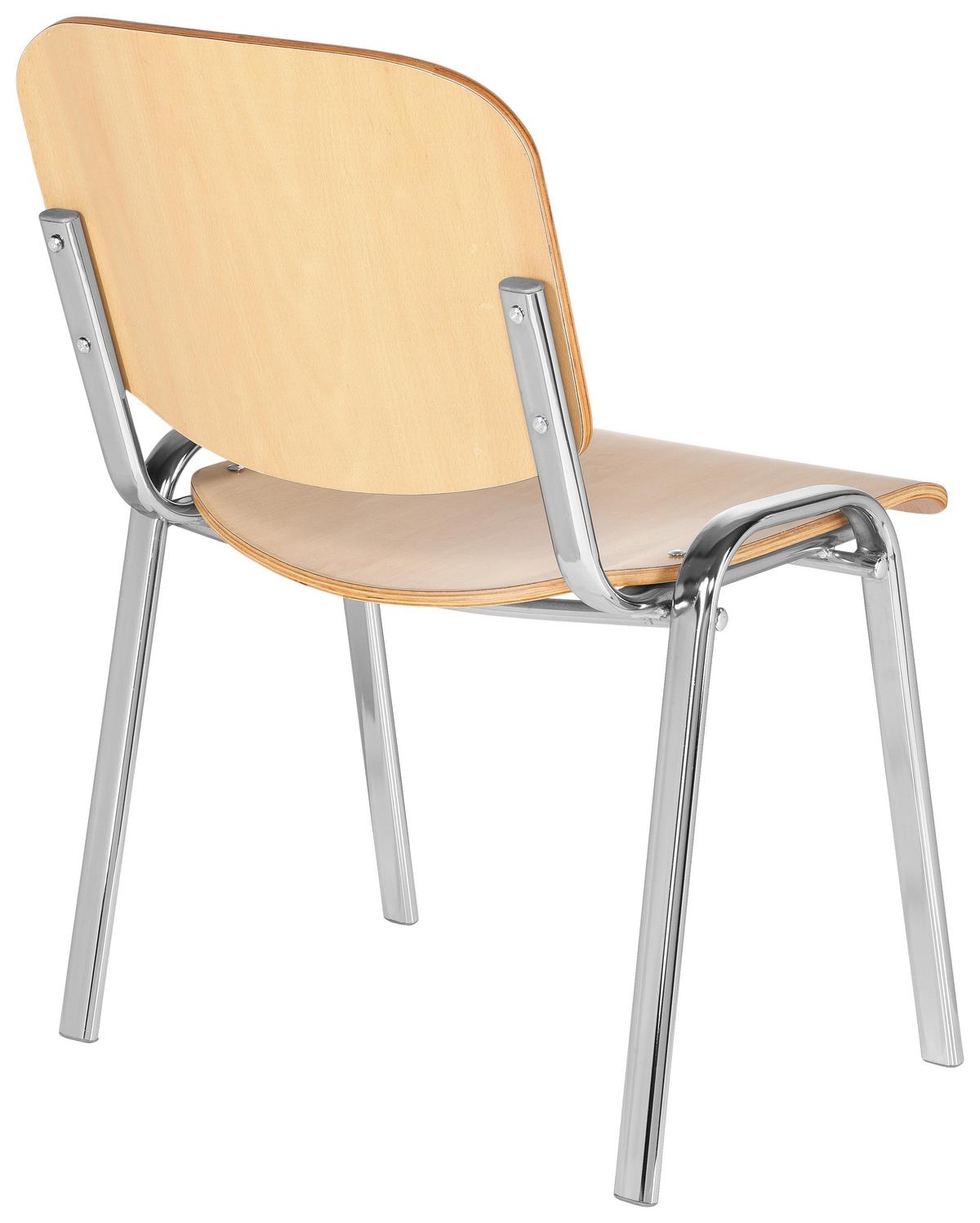 Besucherstuhl Xt 600 Stapelbar Buche-/Chromfarben Bis 100 Kg - Chromfarben/Buchefarben, Basics, Holz/Metall (58/81/48cm) - MID.YOU