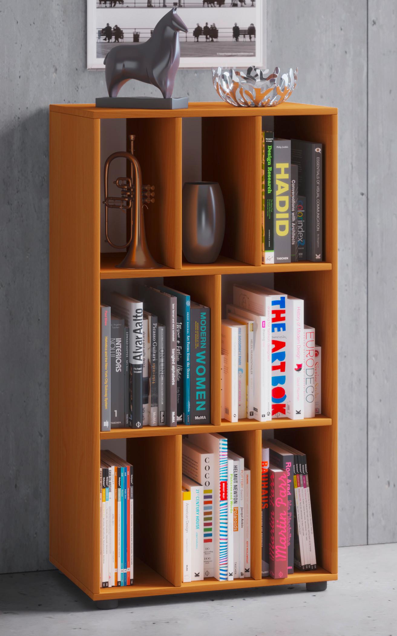 Regál WOTINO, barvy buku - černá/barvy buku, Moderní, kompozitní dřevo/plast (60/114/40cm) - MID.YOU