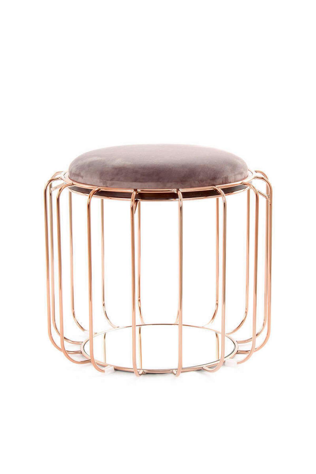 Beistelltisch/Pouf 2 in 1 Comfortable Rosé/Dunkelviolett - Violett/Kupferfarben, Basics, Glas/Holzwerkstoff (50/50/45cm) - Kayoom