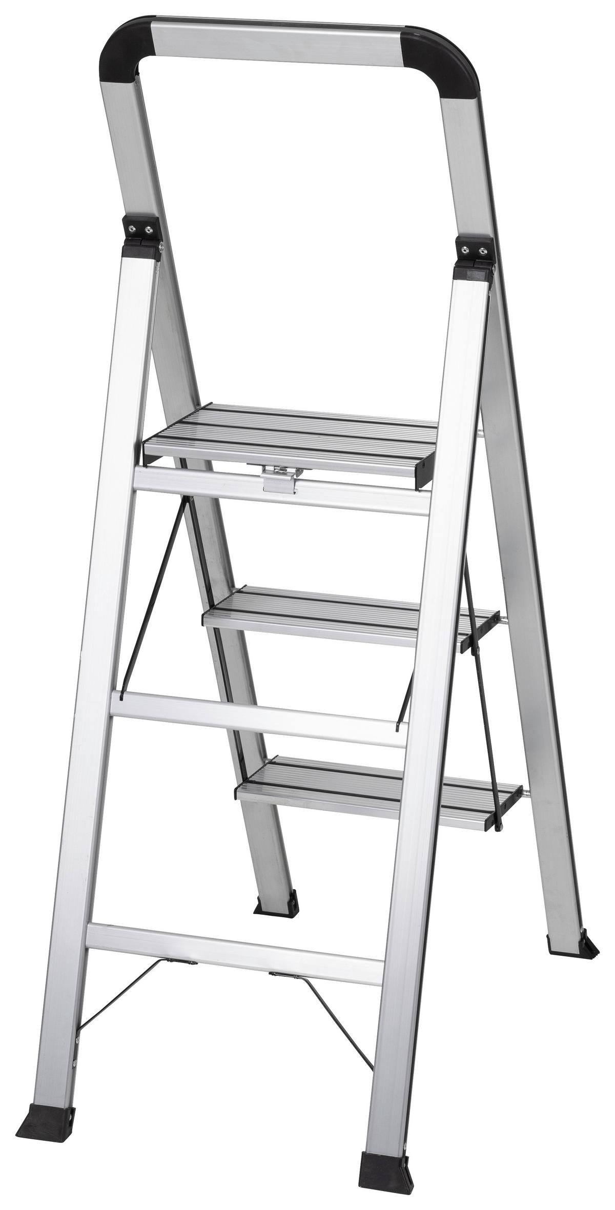 Klapptrittleiter Solid V - Alufarben, Basics, Metall (42/128/5cm) - MID.YOU