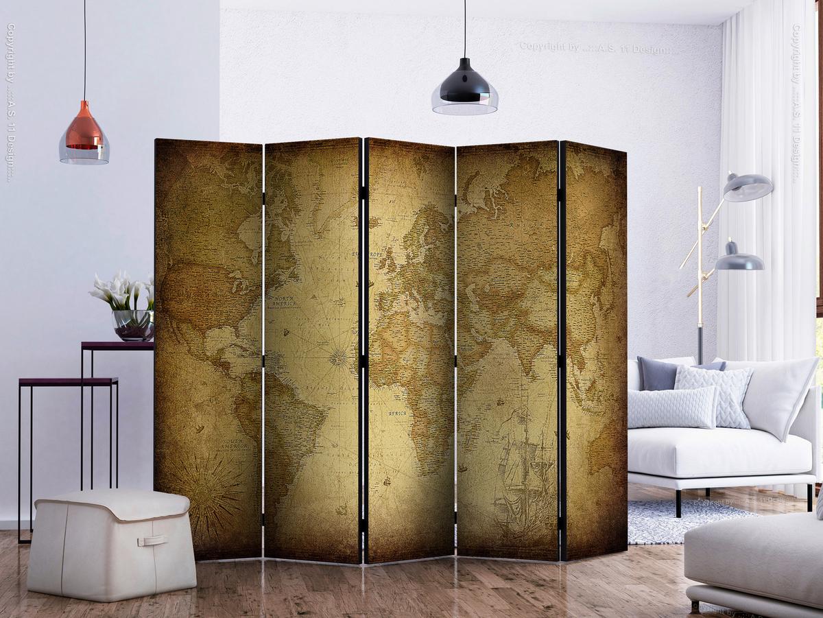 Paravent Braun Beige B: 225 Cm - Beige/Braun, Basics, Holz/Kunststoff (225/172/3cm) - artgeist