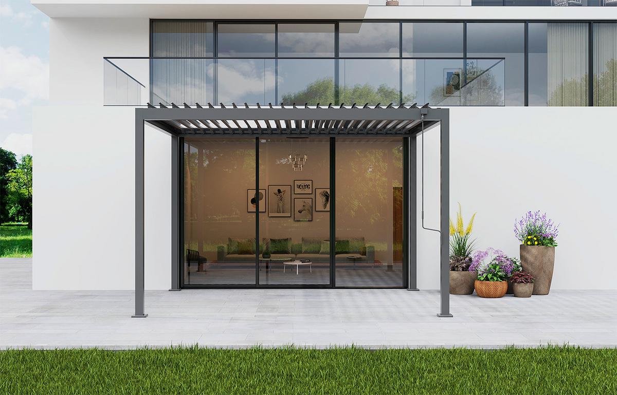 Pergola Origin +90 Ca. 3x3,6m Aluminium,lamellen Verstellbar - Anthrazit, Basics, Metall (359/296/238cm) - Gardenson