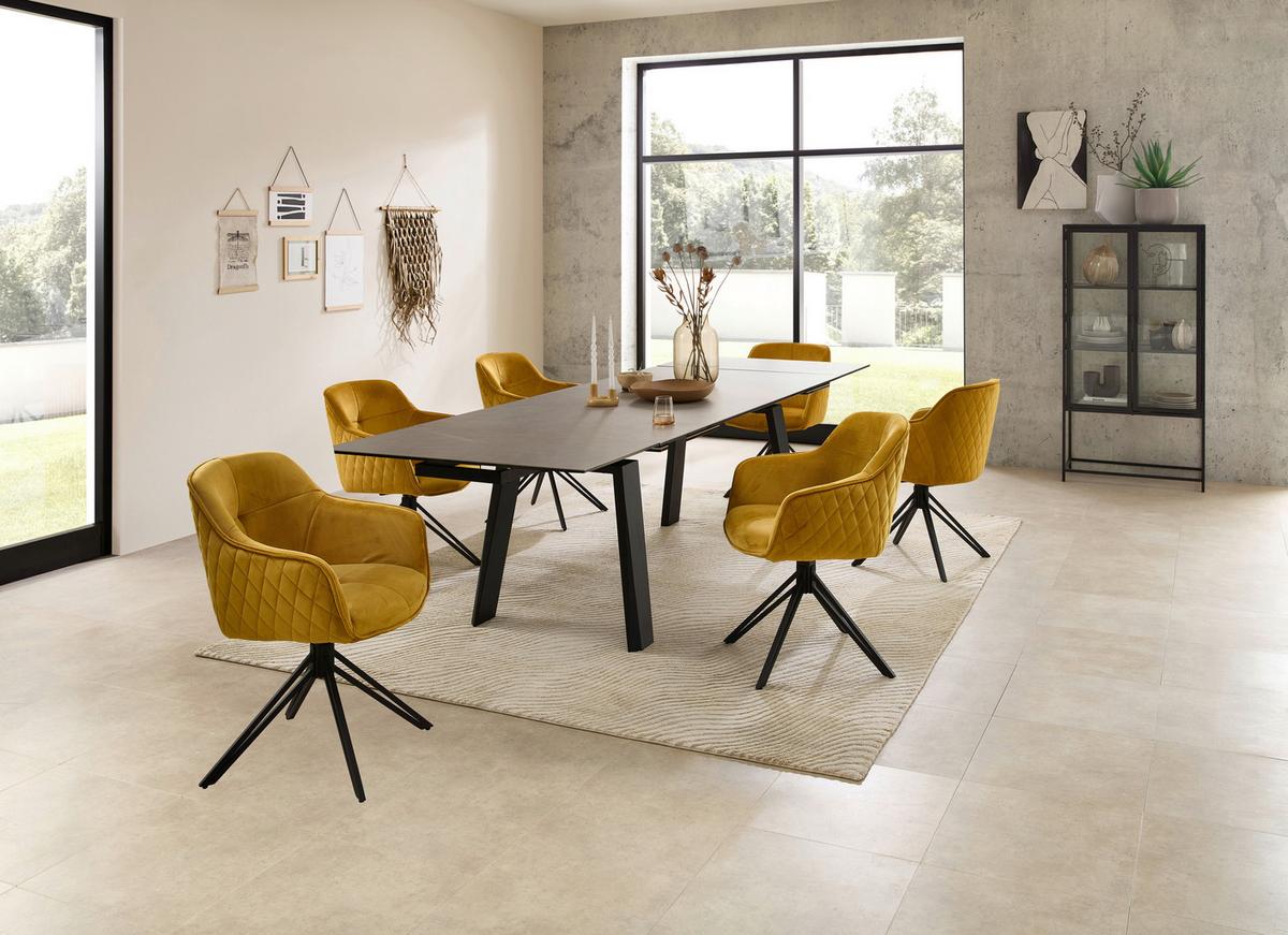 Esstisch Janis Grau/Schwarz - Schwarz/Grau, MODERN, Glas/Keramik (200-300/100/76cm) - Livetastic