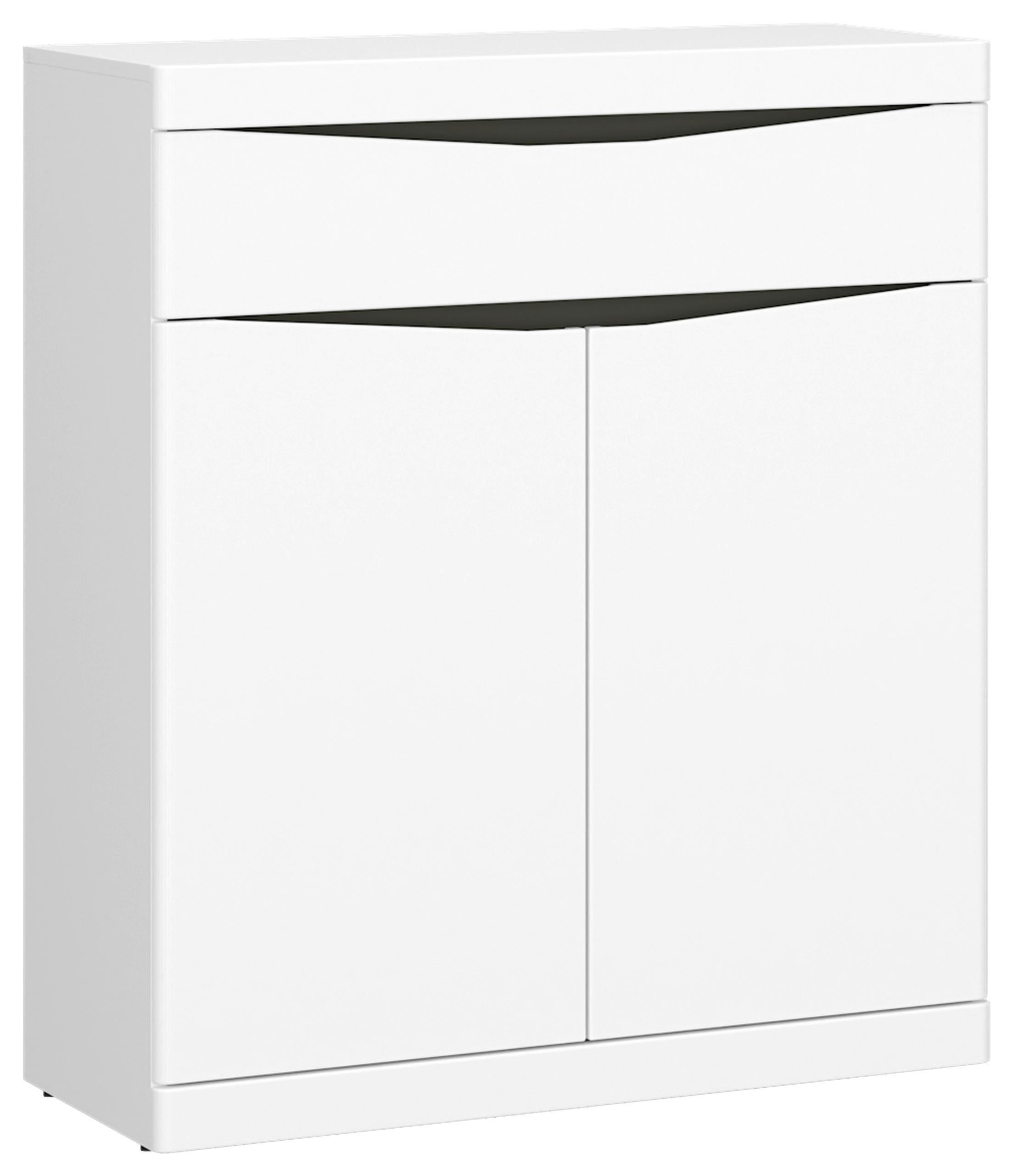 Schuhschrank Turino Alpinweiss/Grau B: 86 cm - Dunkelgrau/Eichefarben, MODERN, Holzwerkstoff (86/101,6/40cm)