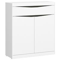 Schuhschrank Turino Alpinweiss/Grau B: 86 cm - Dunkelgrau/Eichefarben, MODERN, Holzwerkstoff (86/101,6/40cm)