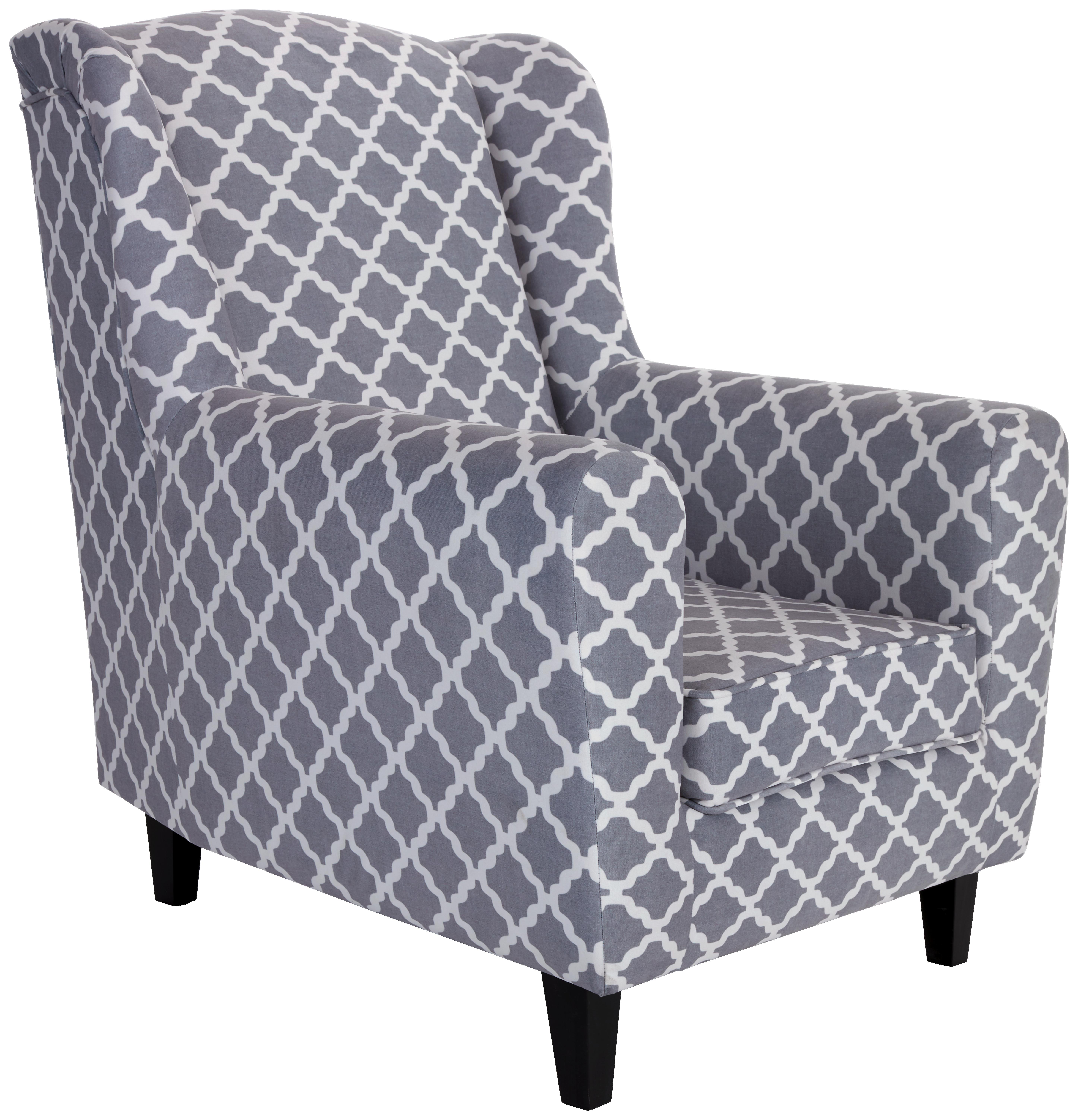 Ohrensessel Asti B: 82cm Grau - Wengefarben/Grau, MODERN, Holz/Textil (82/100/84cm) - Ombra