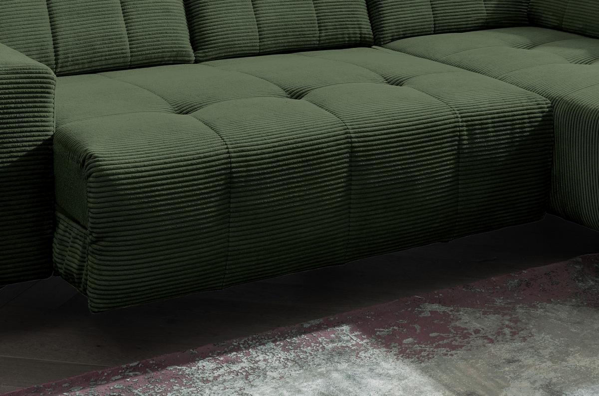 Ecksofa mit USB Anschluss Sano, Dunkelgrün,s: 261x200 cm - Dunkelgrün/Schwarz, MODERN, Textil (261/200cm) - Livetastic
