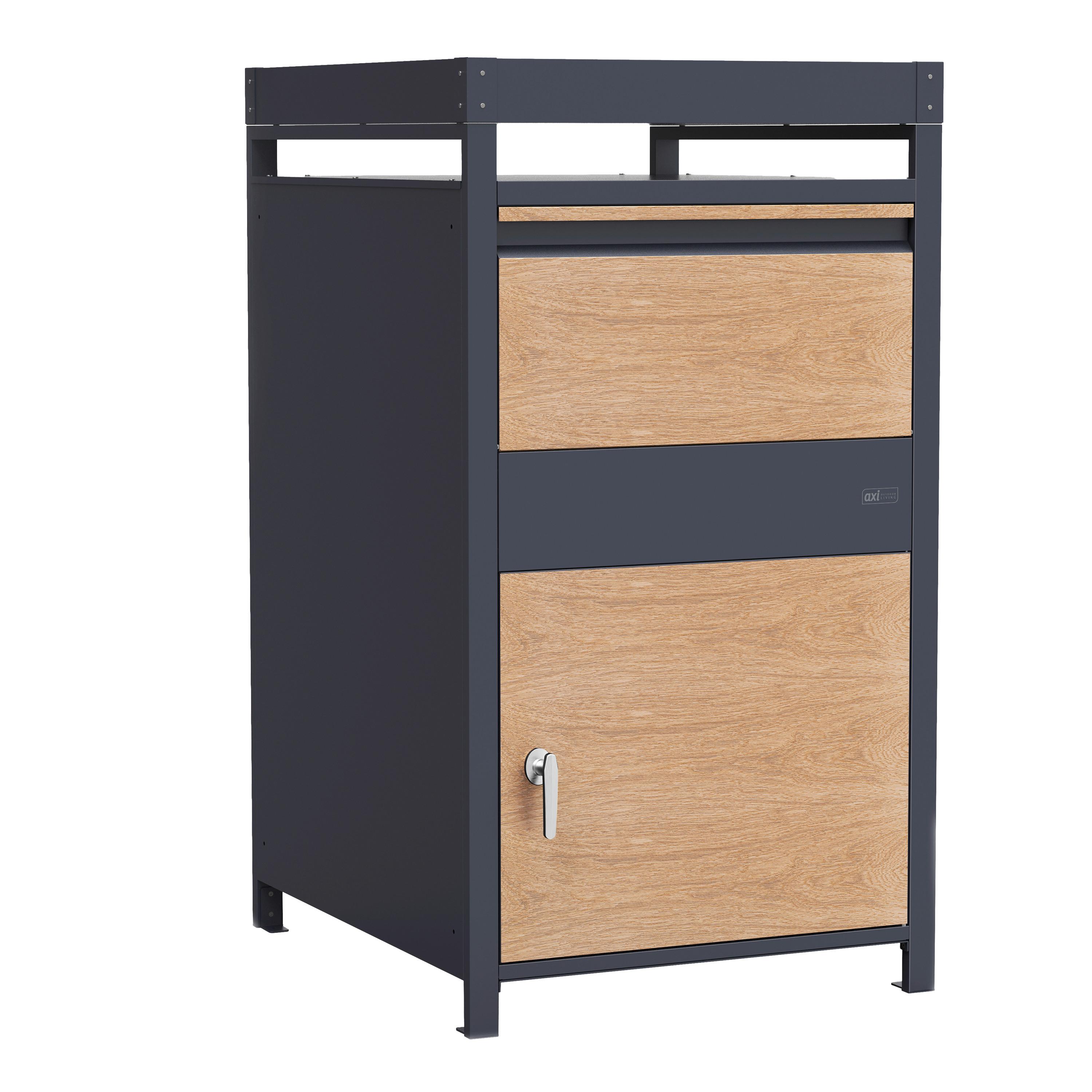 Paketbox anthrazit, braun L: 68 B: 80 H: 124 - Anthrazit/Braun, LIFESTYLE, Metall (68/80/124cm)
