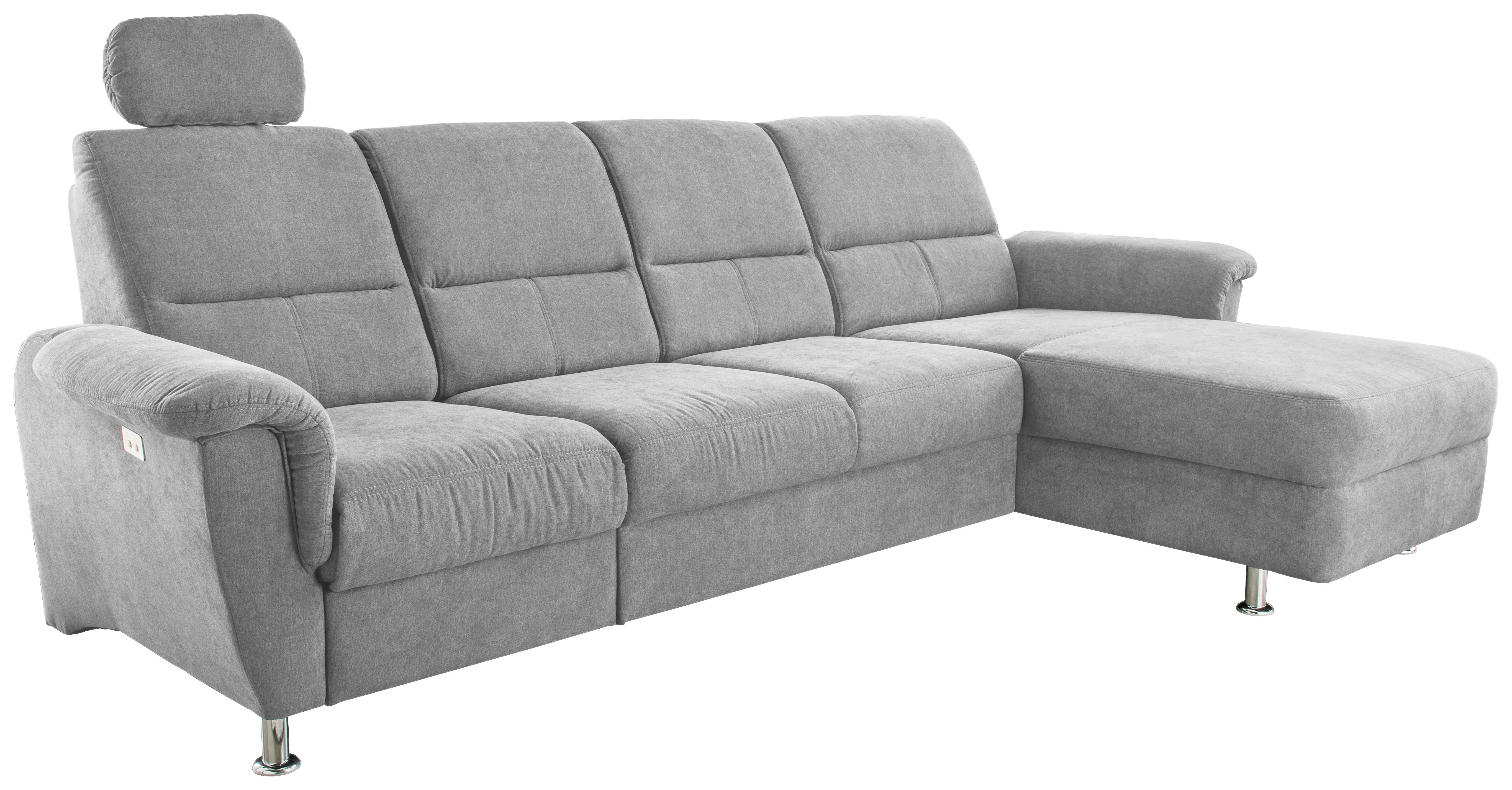 Ecksofa Parole Grau S: 292/165 cm - Chromfarben/Grau, KONVENTIONELL, Textil (292/165cm) - Livetastic
