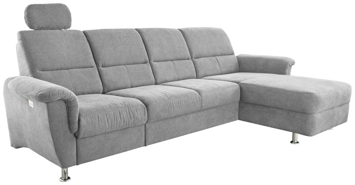 Ecksofa Parole Grau S: 292/165 Cm - Chromfarben/Grau, KONVENTIONELL, Textil (292/165cm) - Livetastic