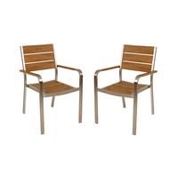 Gartenstuhl Set Florence Champagner-/Teakfarben - Champagner/Teakfarben, Basics, Kunststoff/Metall (55/85/60cm) - Gardenson