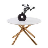 Konferenčný stolík MARBELLA 70 - zlatá/biela, Modern, kov/keramika (70/70/44cm) - Mömax