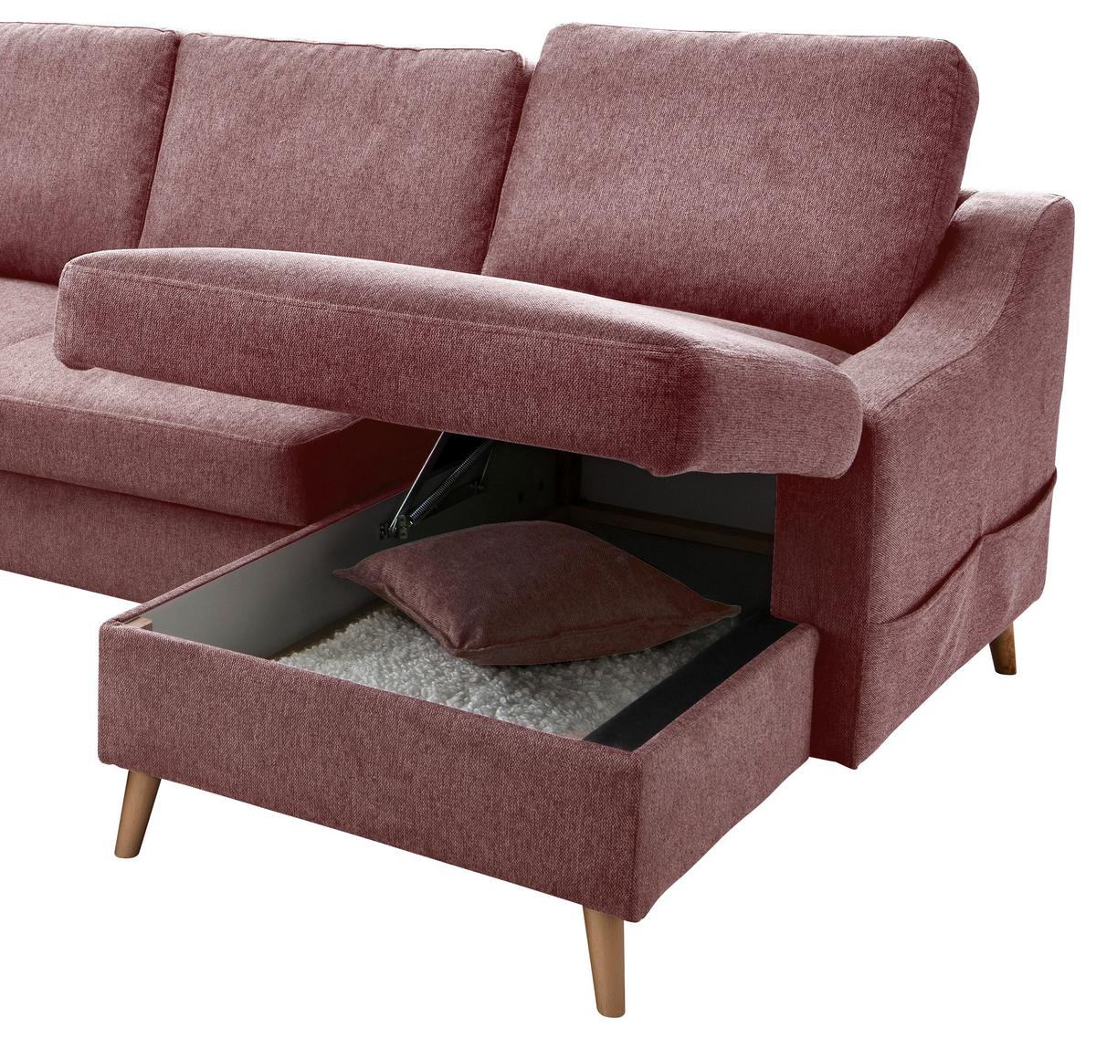 Wohnlandschaft Valentina Rosa U:200/301/150cm - Rosa/Naturfarben, KONVENTIONELL, Textil (200/301/150cm) - P & B