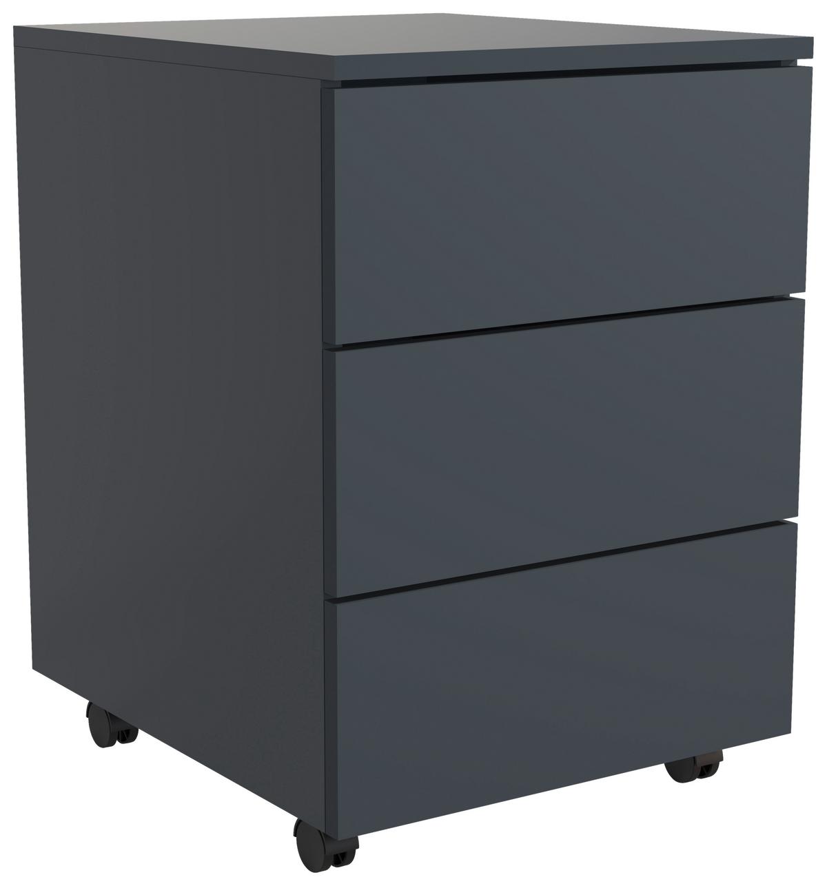 Rollcontainer Anthrazit Dalrosa 39x55x45 Cm - Anthrazit, MODERN, Holzwerkstoff/Kunststoff (39/55/45cm) - MID.YOU