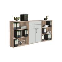 Aktenschrank Office Edition Weiß/eiche Dekor B: 253,2cm - Eichefarben/Weiß, MODERN, Holzwerkstoff (253,2/113,6/33cm) - MID.YOU