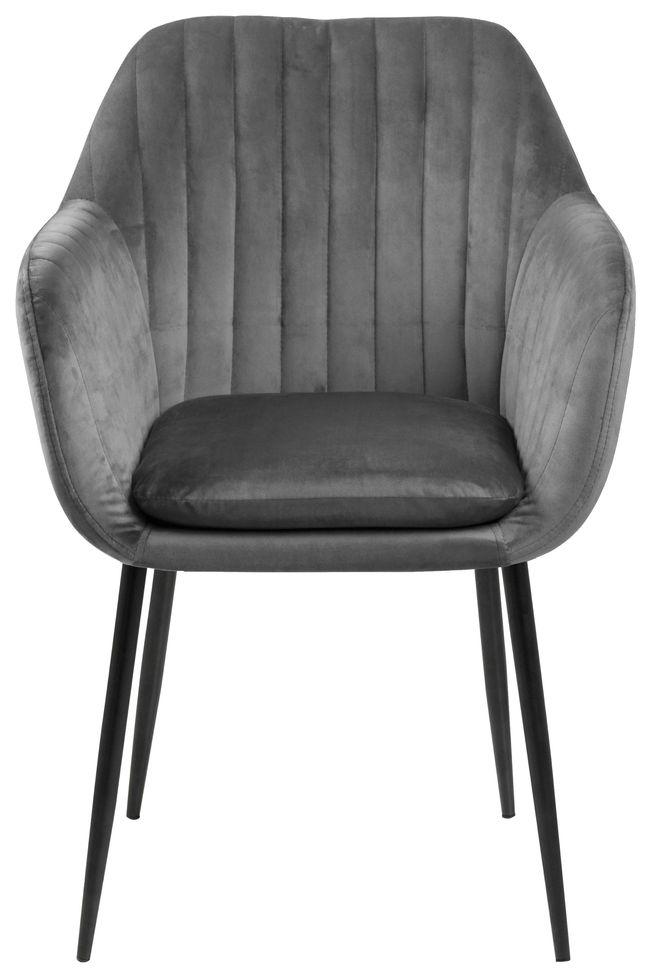 Židle S Područkami Emilia Tmavě Šedá - černá/tmavě šedá, Trend, kov/textil (57/83/59cm) - Ambia Home