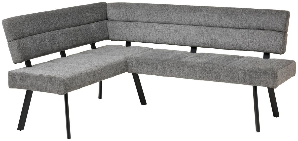 Eckbank Paros Anthrazit, S: 150x190 Cm - Anthrazit/Schwarz, KONVENTIONELL, Textil/Metall (150/190cm) - MID.YOU