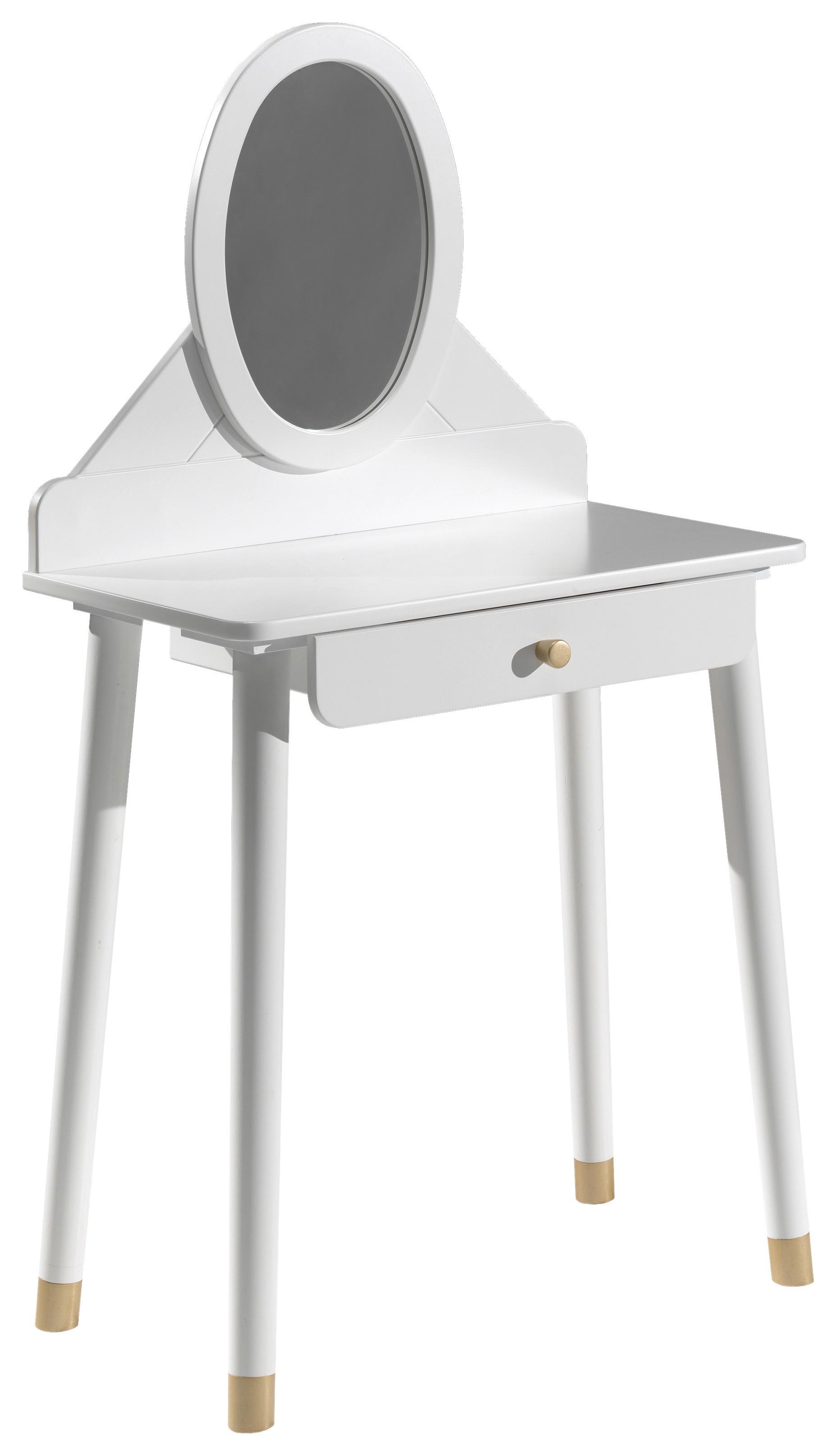 Toaletný Stolík Billy Biely - biela/zlatá, Moderný, kompozitné drevo/plast (70/128,5/40cm) - MID.YOU